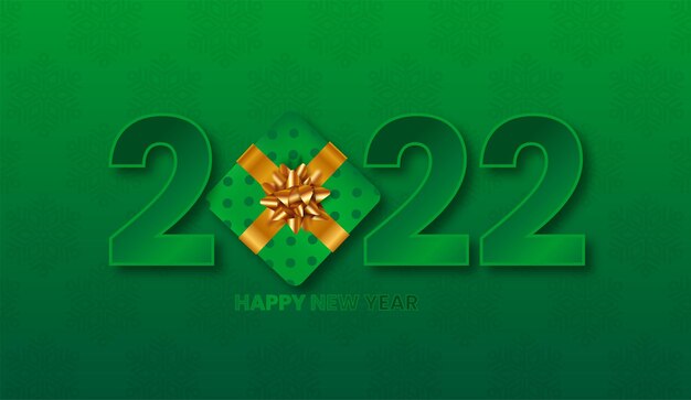 Fundo de feliz ano novo 2022 com presente de Natal realista