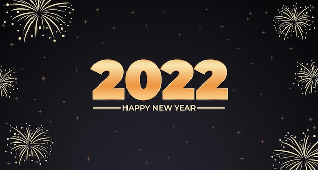 Fundo de feliz ano novo de 2022 com tema preto e fogos de artifício