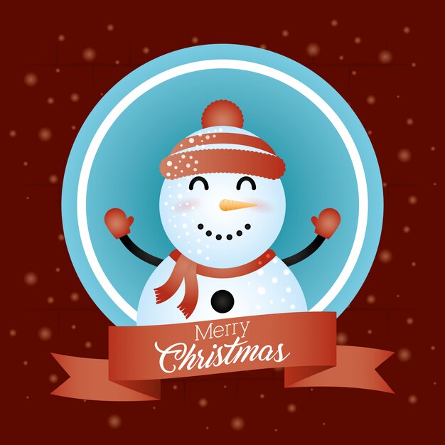 Fundo de feliz Natal com caráter boneco de neve bonito