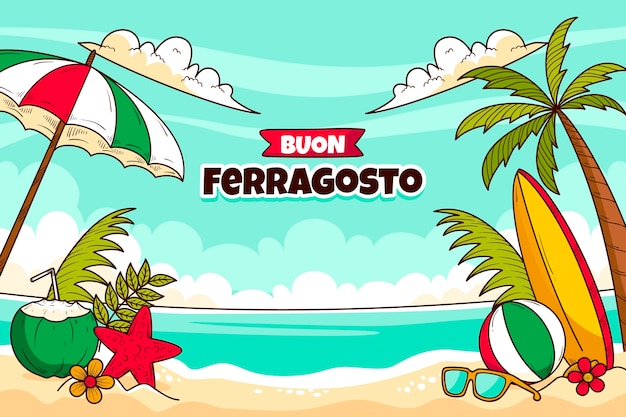 Vetor grátis fundo de ferragosto desenhado à mão