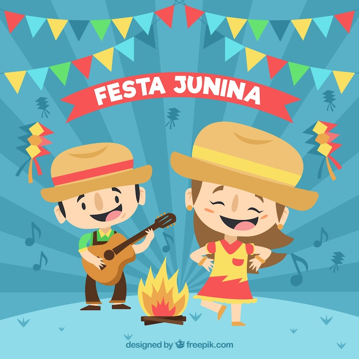 Vetor grátis fundo de festa junina com pessoas celebrando