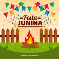 Vetor grátis fundo de festa junina em estilo simples