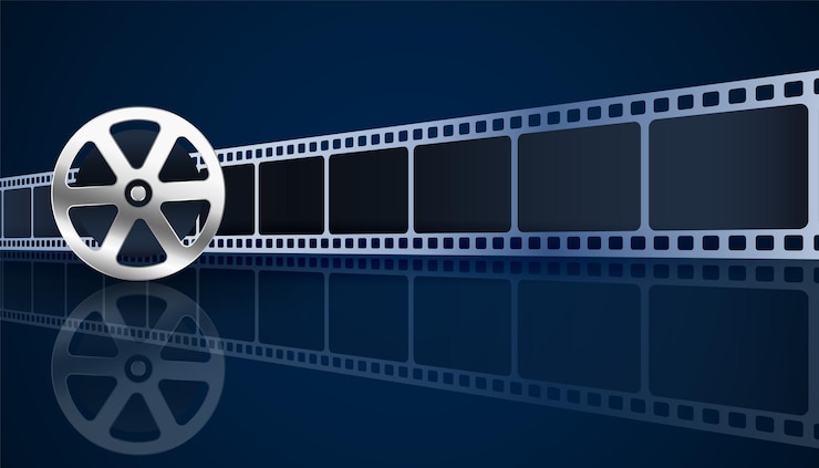 Vetor grátis fundo de filme strp 3d com projetor de rolo