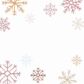 Fundo de floco de neve de inverno, doodle estético de natal em vetor branco