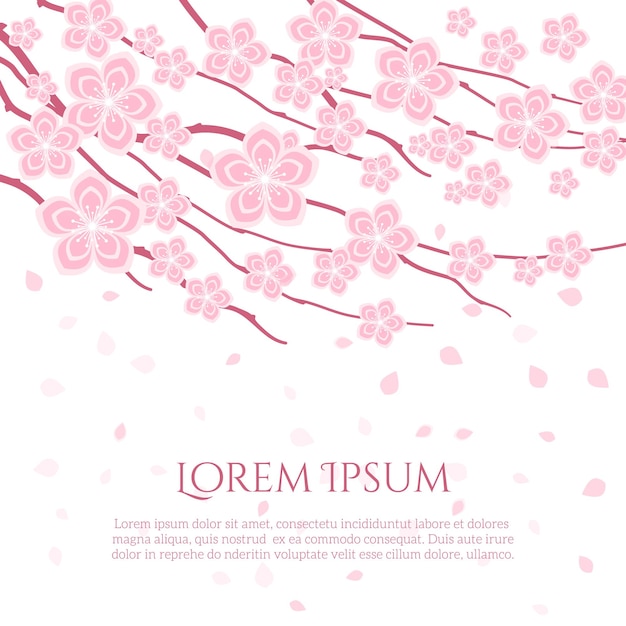 Fundo de flor com ramo de flor de cerejeira japonesa