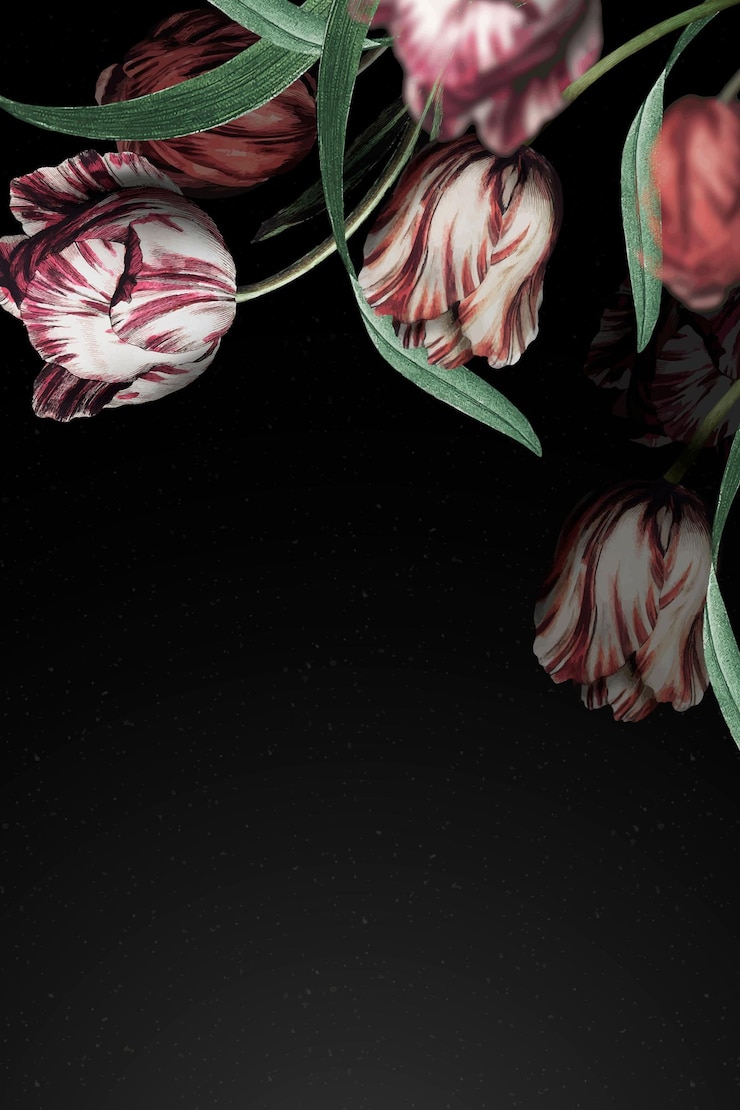 Vetor grátis fundo de flor dramática na borda da tulipa