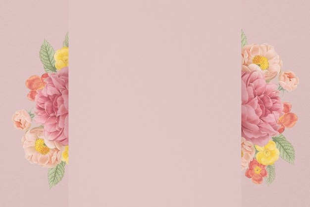 Fundo de flor estética, moldura de borda rosa em vetor de design vintage