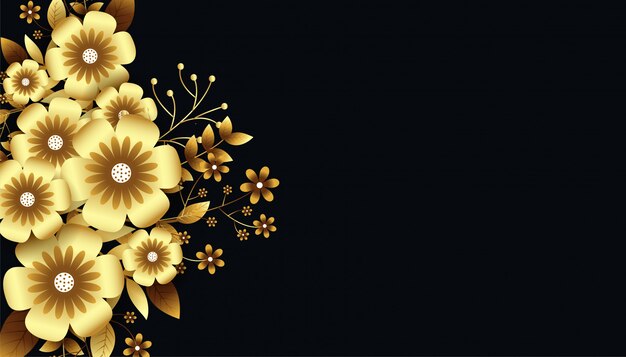 Fundo de flores 3d dourado luxuoso atraente