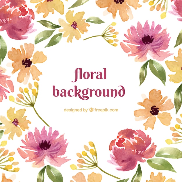 Fundo de flores coloridas em estilo aquarela