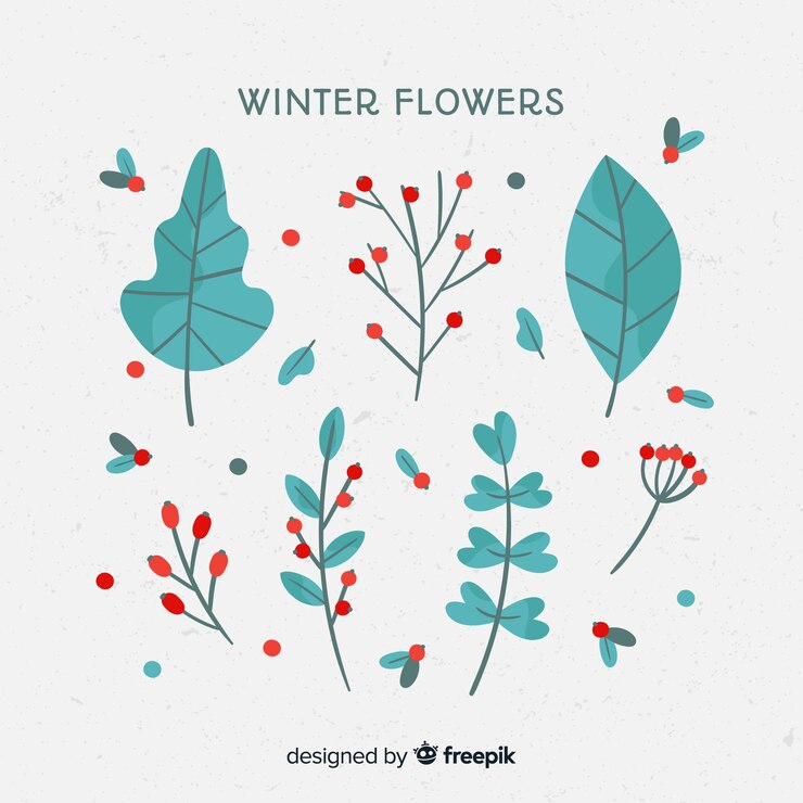 Vetor grátis fundo de flores de inverno mão desenhada