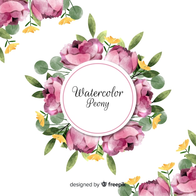 Fundo de flores de peônia em estilo aquarela