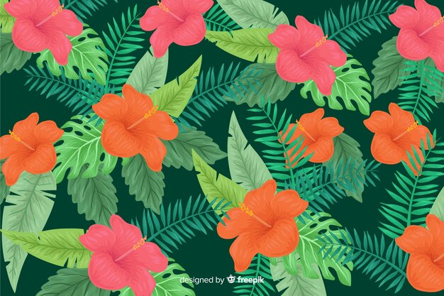 Fundo de flores tropicais 2d