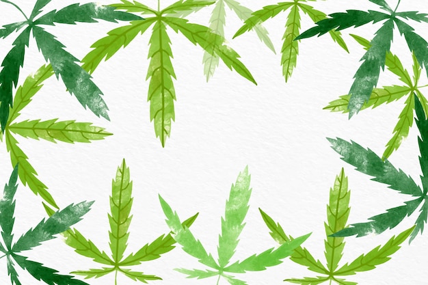 Fundo de folha de cannabis em aquarela