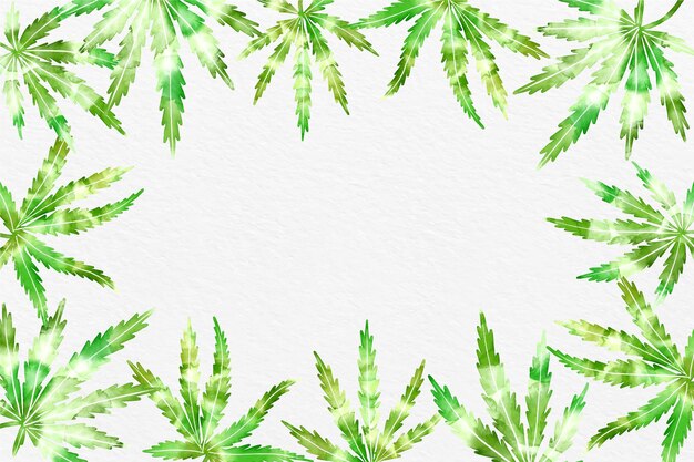 Fundo de folha de cannabis em aquarela