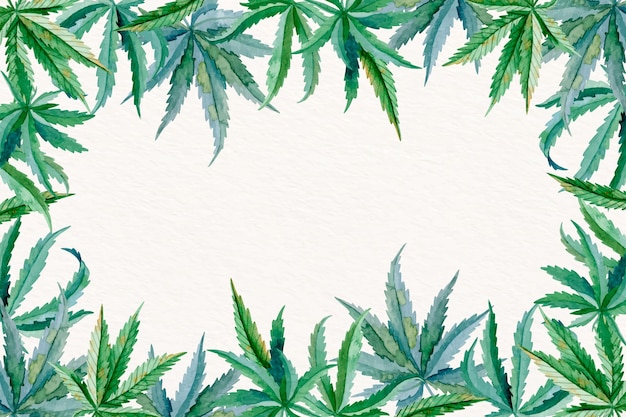 Vetor grátis fundo de folha de cannabis em aquarela