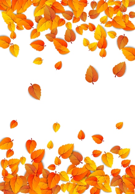 Vetor grátis fundo de folha vertical de outono bandeira de outono de folhagem dourada isolada em vetor branco