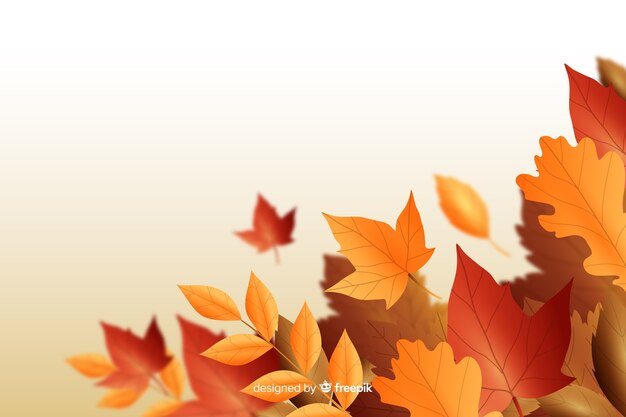 Fundo de folhas de outono de estilo realista
