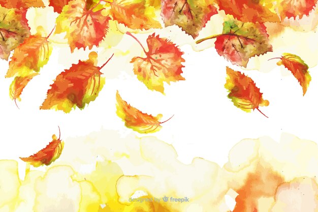 Fundo de folhas de outono em aquarela em aquarela