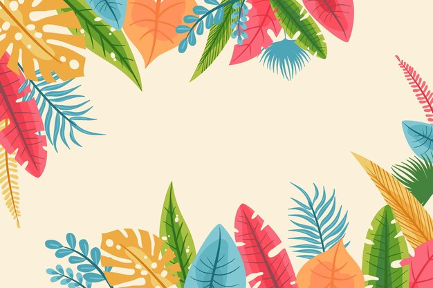 Fundo de folhas tropicais desenhadas à mão