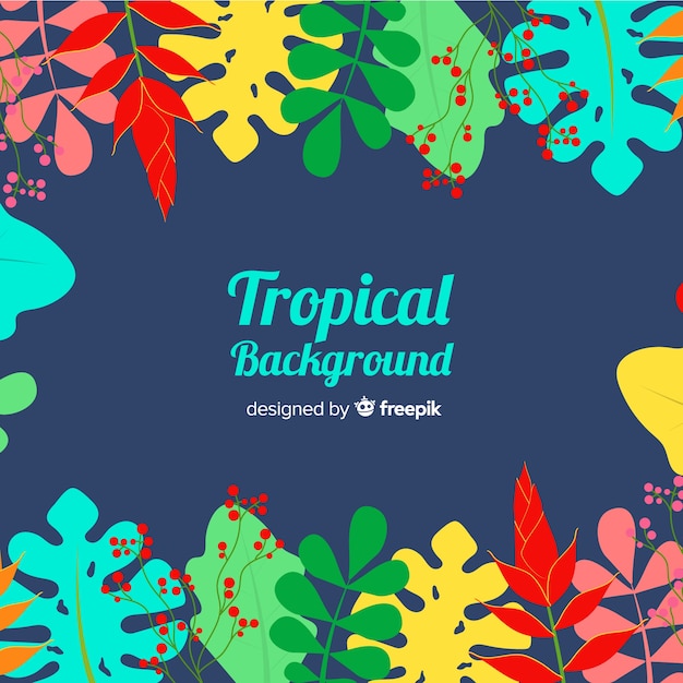 Fundo de folhas tropicais mão desenhada