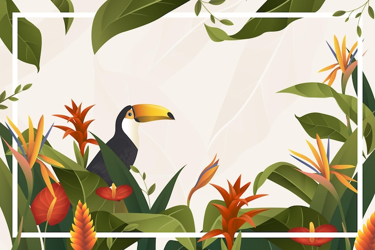 Vetor grátis fundo de folhas tropicais para zoom