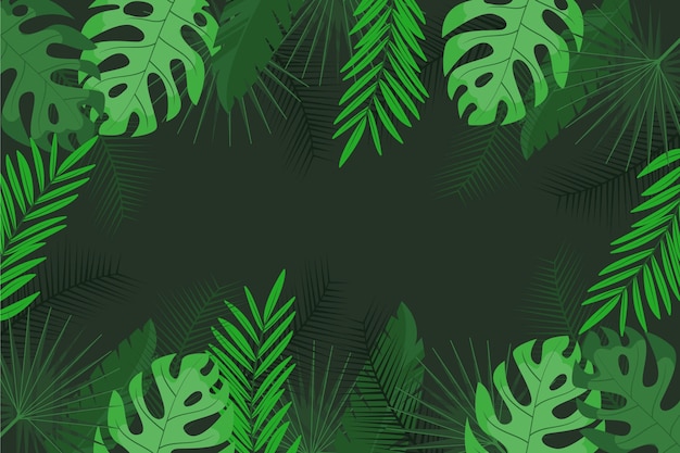 Fundo de folhas tropicais planas