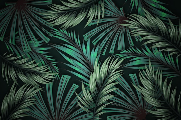 Fundo de folhas tropicais realistas