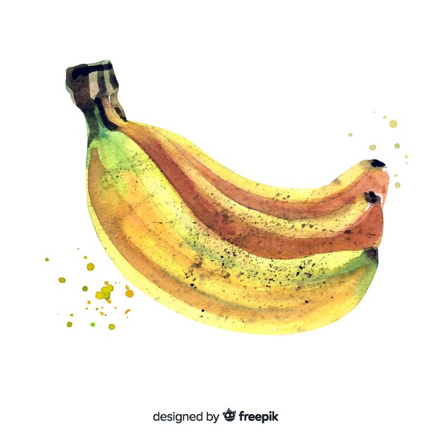 Fundo de frutas com banana aquarela