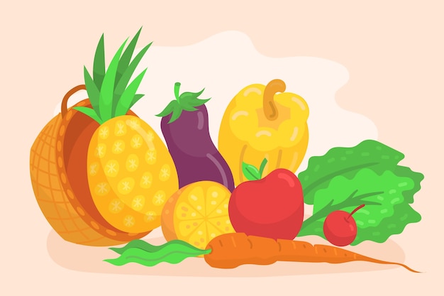 Fundo de frutas e legumes