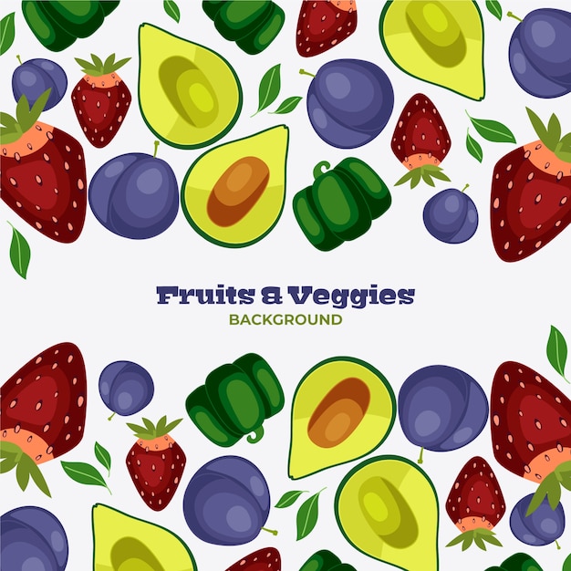 Vetor grátis fundo de frutas e legumes