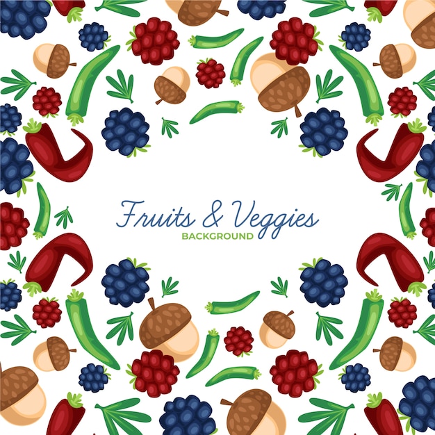 Vetor grátis fundo de frutas e legumes