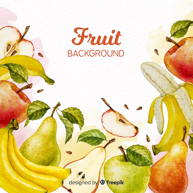 Vetor grátis fundo de frutas em aquarela