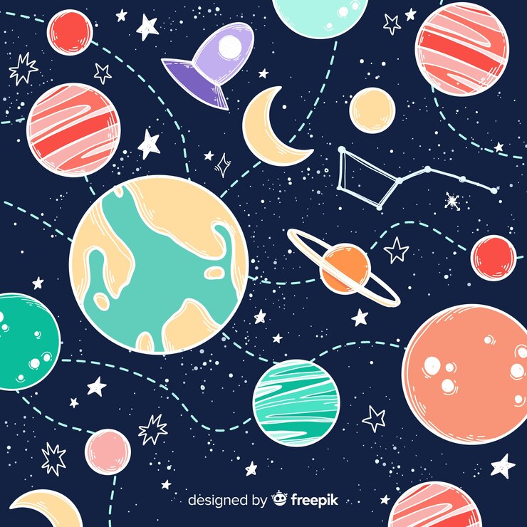 Vetor grátis fundo de galáxia linda mão desenhada