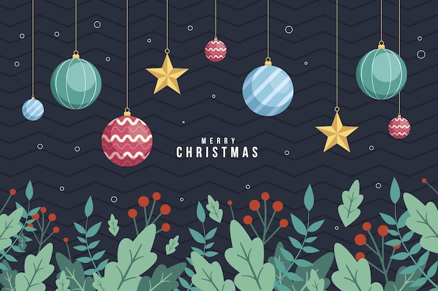 Fundo de galhos de árvore de natal em design plano