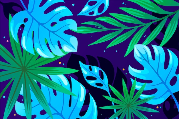 Fundo de gradiente de folhas tropicais