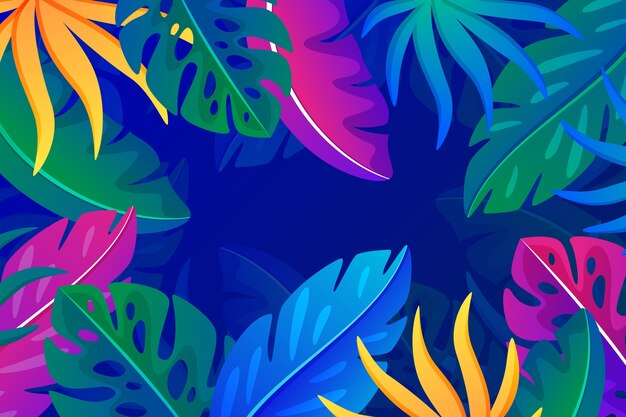 Fundo de gradiente de folhas tropicais