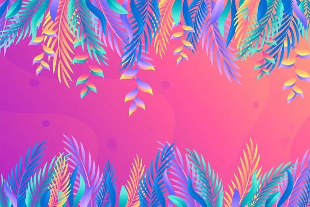 Fundo de gradiente de folhas tropicais