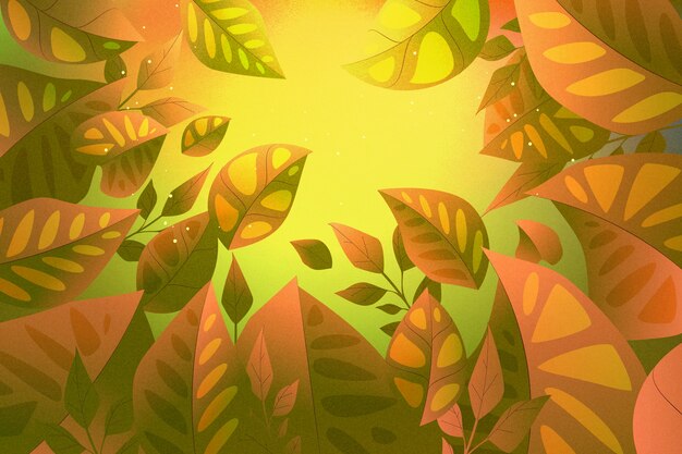 Fundo de gradiente de folhas tropicais