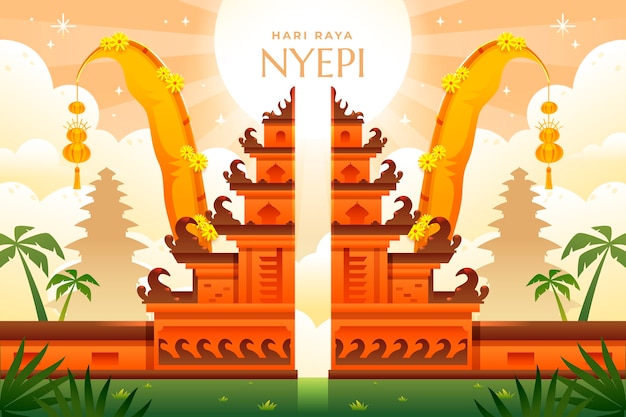 Fundo de gradiente para a celebração de nyepi indonésia.