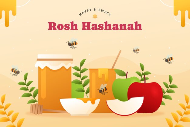 Vetor grátis fundo de gradiente para a celebração do ano novo judaico de rosh hashanah