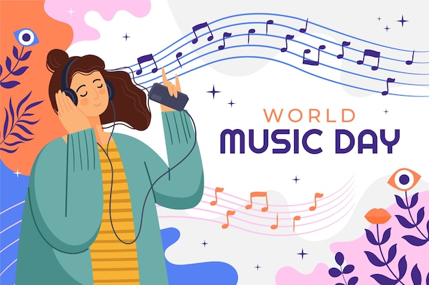 Fundo de gradiente para a celebração do Dia Mundial da Música