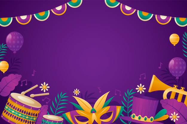 Fundo de gradiente para o festival de mardi gras