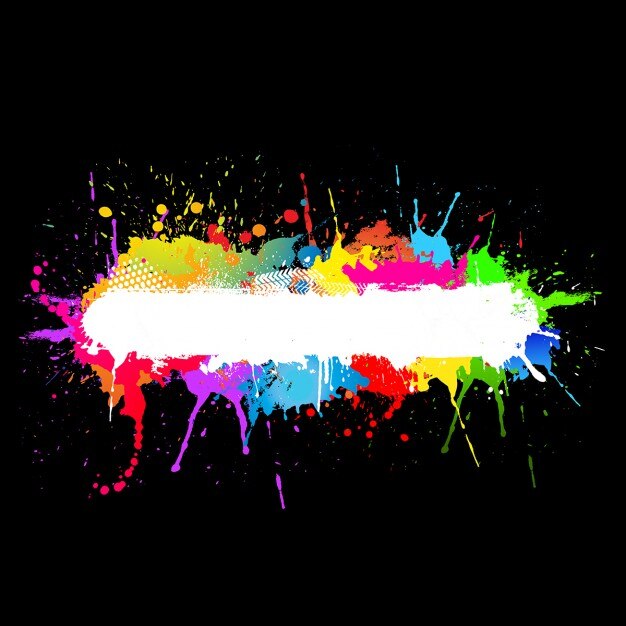 Fundo de Grunge com splats coloridos da pintura