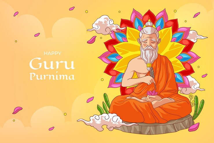 Vetor grátis fundo de guru purnima desenhado à mão