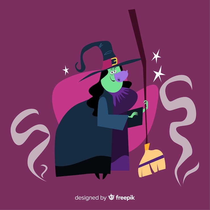 Vetor grátis fundo de halloween com bruxa