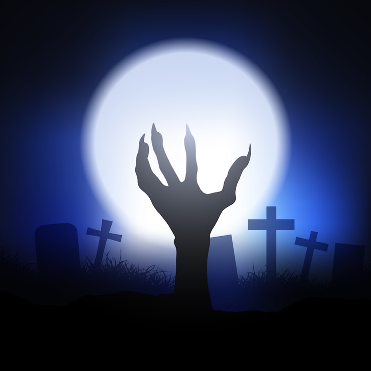 Vetor grátis fundo de halloween com mão de zumbi
