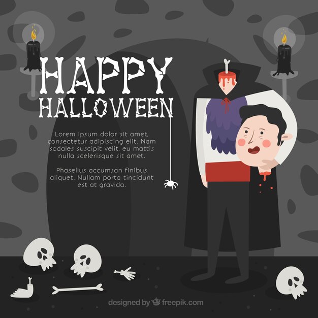 Fundo de Halloween com vampiro sorridente