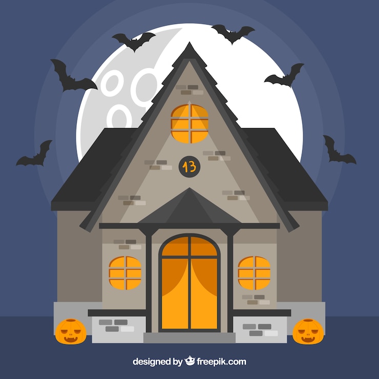Vetor grátis fundo de halloween e casa em design plano
