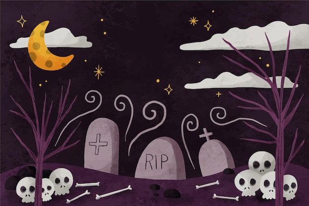 Fundo de halloween em aquarela