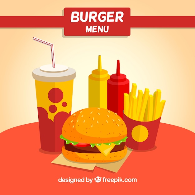 Fundo de hamburguer em design plano
